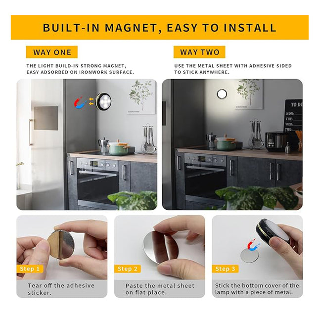 3-Pack Rechargeable Motion Sensor LED Lights Cabinet Lighting Night Light
