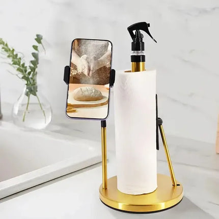 In-1 Stainless Steel Stand: Tissue Holder, Foldable Phone