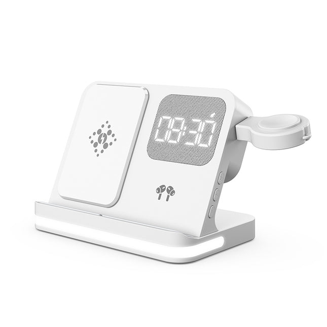7-in-1 Wireless Charging Station with Clock for Smartphone & Smartwatch