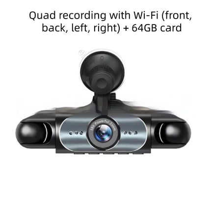 4-Lens Dash Cam HD with Rearview Camera - 360° Recording