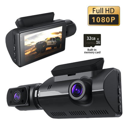 3-inch HD Night Vision Dash Cam With 3 Lenses For Cross-border Use