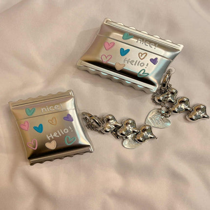 Simple Heart-Shaped Silver Phone Case