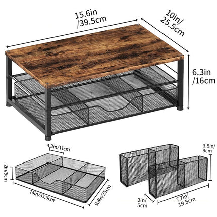 2-Tier Monitor Stand with Storage and Pen Slot - No Drilling Required