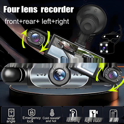 4-Lens Dash Cam HD with Rearview Camera - 360° Recording