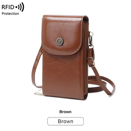 Anti-Magnetic Phone Bag Retro Wax Leather Phone Case