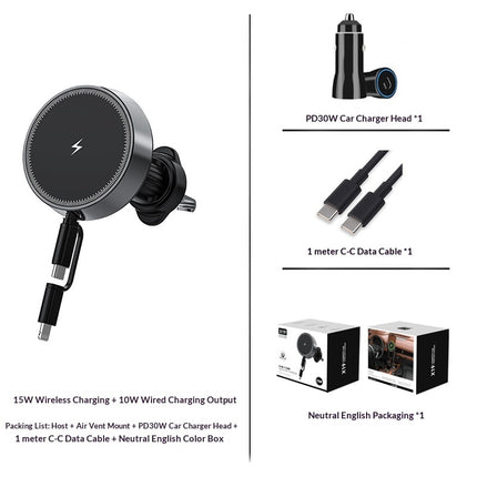 In-1 Magnetic Wireless Car Charger With Phone Holder For