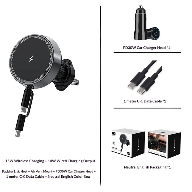 In-1 Magnetic Wireless Car Charger With Phone Holder For