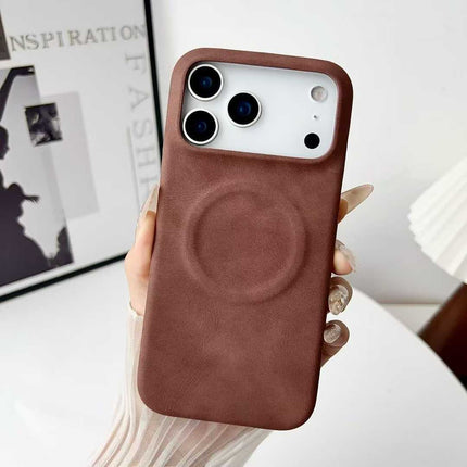 Minimalist Solid-Color Skin-Feel Sheepskin Magnetic Phone