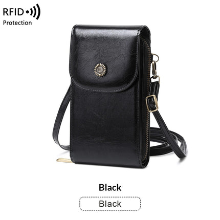Anti-Magnetic Phone Bag Retro Wax Leather Phone Case