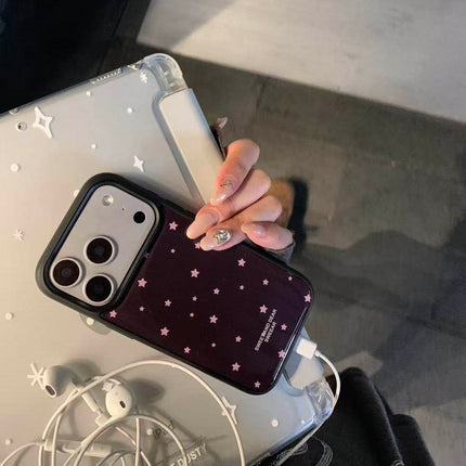 Chocolate-Colored Star-Patterned Magnetic Phone Case With