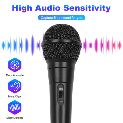 Dynamic Handheld Microphone with Cable 4m Cardioid Vocal Mic 6.35mm Jack