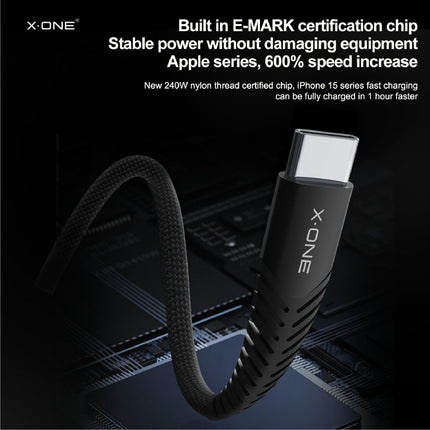 240W Dual Type-C Fast Charging Cable - Braided Nylon, Durable