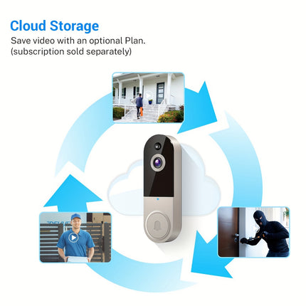 Smart Video Doorbell Camera 1080P with Battery - Beige