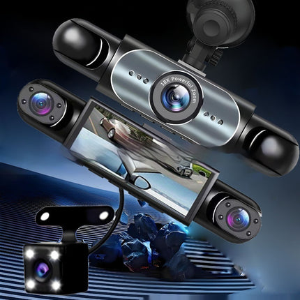 4-Lens Dash Cam HD with Rearview Camera - 360° Recording