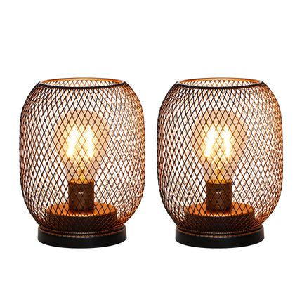 Rustic Wrought Iron Bedside Lamp - Warm White LED Night Light