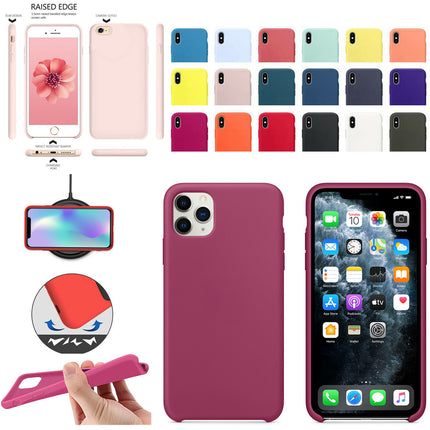 For Silicone Case 12 11 Pro X Xr Xs Max 8 7 6 Liquid Rubber Cover--rose Red