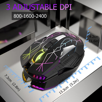 X18 Wireless Gaming Mouse 2.4G USB Rechargeable Silent Optical Grey