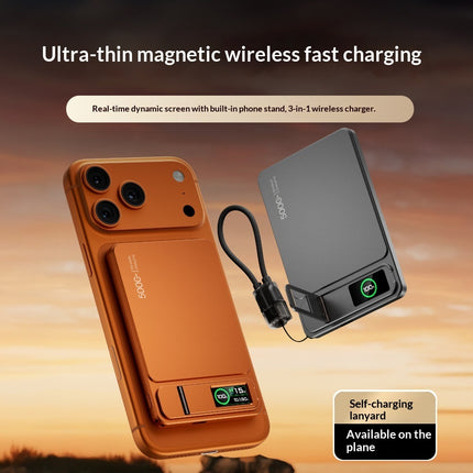 Ultra-thin External Battery With Color Screen Stand And Wireless Magnetic Chargi