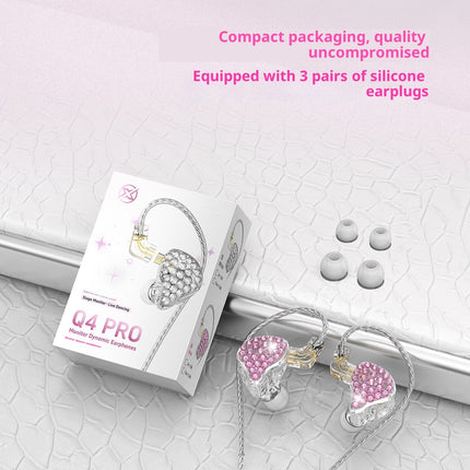 Girls With Diamond Wired Earphone In-ear Back Winding