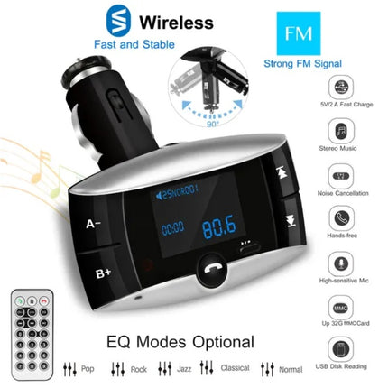 Wireless Car FM Transmitter - Bluetooth Adapter for Vehicles