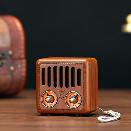 Retro Bluetooth Speaker Wood with Radio & USB - 800mAh Battery