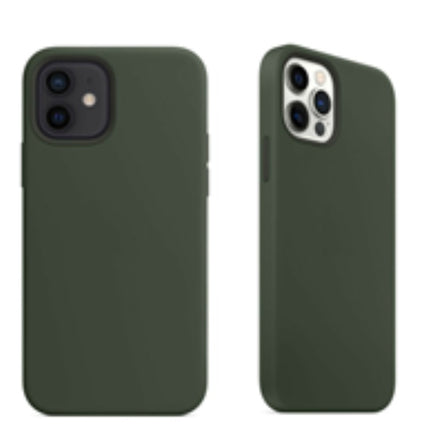 For Silicone Case 12 11 Pro X Xr Xs Max 8 7 6 Liquid Rubber Cover--dark Green