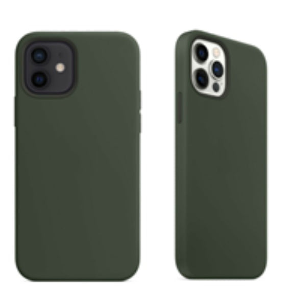 For Silicone Case 12 11 Pro X Xr Xs Max 8 7 6 Liquid Rubber Cover--dark Green