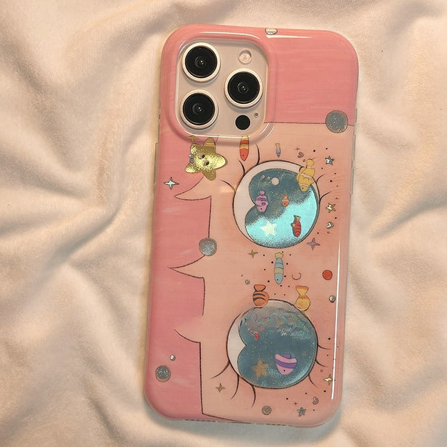 Trendy Half-Wrap Double-Layer Gold-Stamped Phone Case With