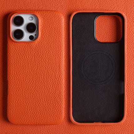 Lychee-Pattern Genuine Leather Phone Case