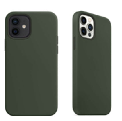 For Silicone Case 12 11 Pro X Xr Xs Max 8 7 6 Liquid Rubber Cover--dark Green